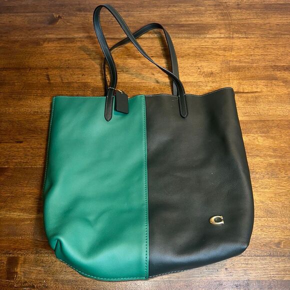 Auth COACH North Tote In Colorblock Leather Green - Picture 3 of 13